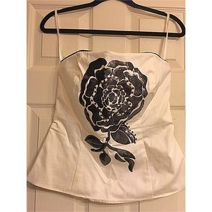 White House Black Market Flower Strapless Top